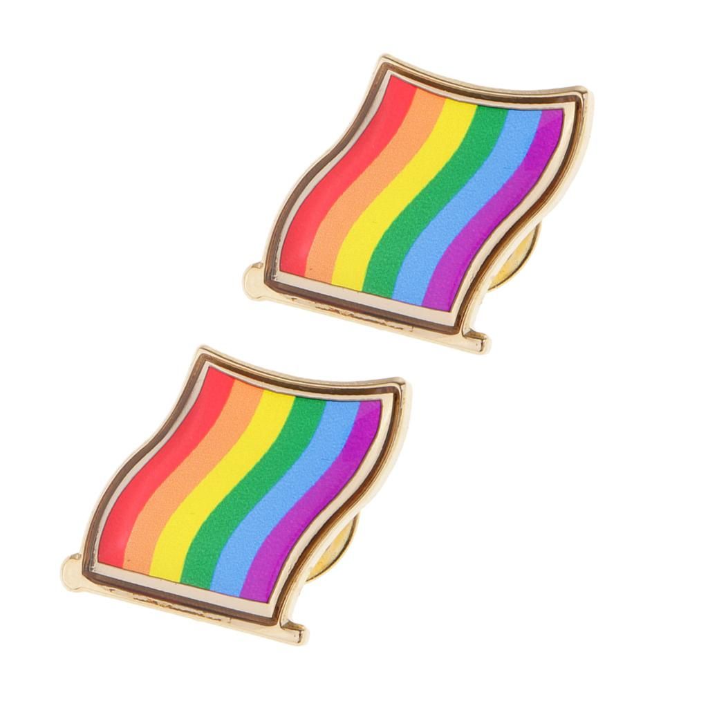 2pcs Rainbow Flag Metal Pin Badge-