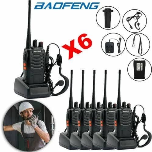 Baofeng Walkie Talkie with Earpiece - 6 Piece