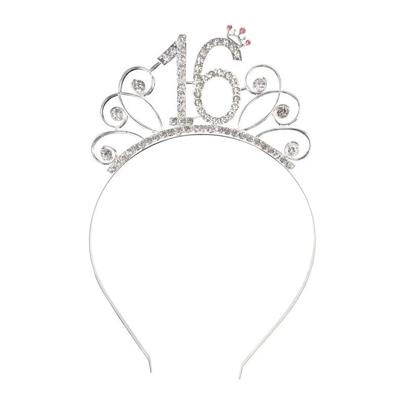 16/18/20/30/40/50 Happy Birthday Party Shoulder Strap Crown Set Rose Gold Letters Party Decoration 18 Years Old Shower Gift 16 Headband