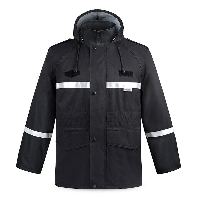 3M Reflective Motorcycle Raincoat Suit Waterproof-Black Jacket