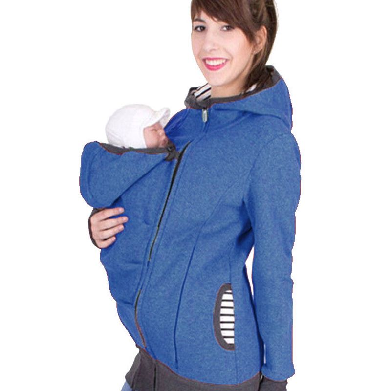 Blue-Autumn Winter Kangaroo Coat Maternity Clothing Plus Size Pregnancy Sweater Premama