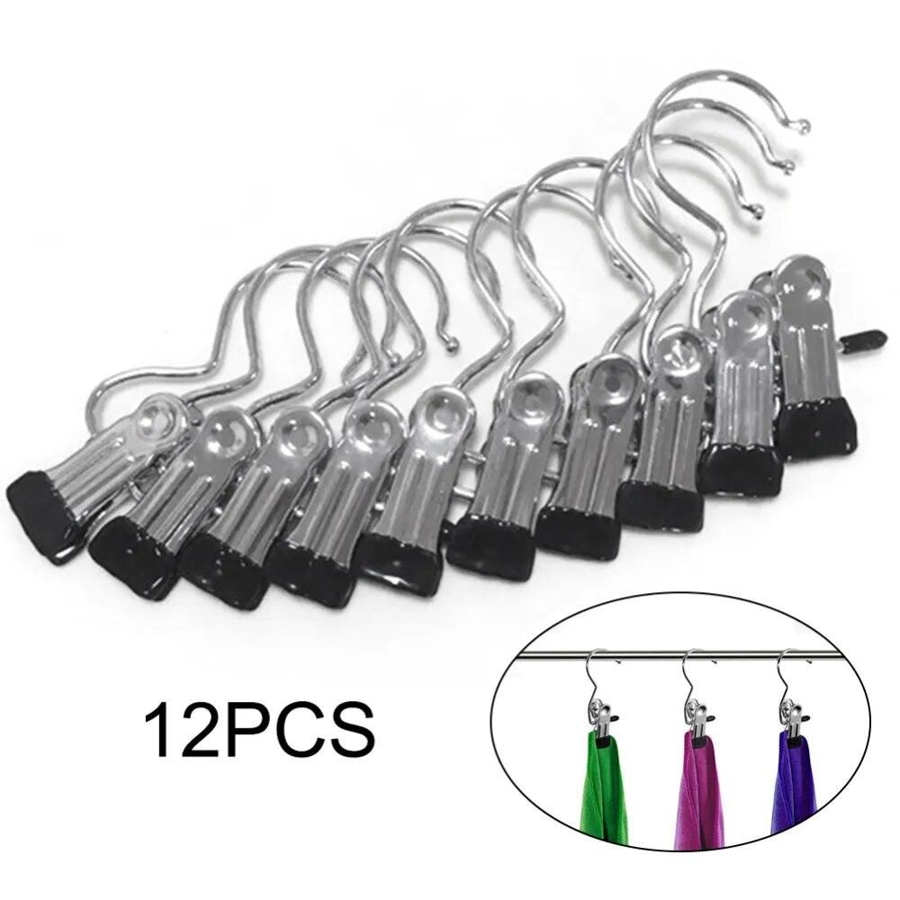 12 Pcs Hangers Portable Clothes Hook Hanging Clothes Pins Travel Home Clothing Boot Hanger Hold Clips Home Tool Accessories