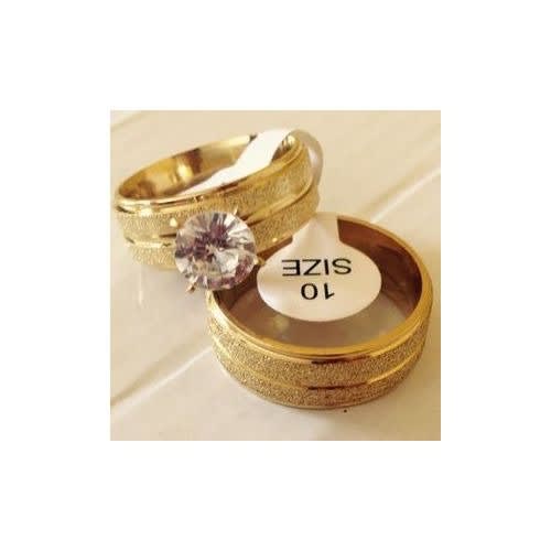 T2 Wedding Ring Set - 18 Karat Plated Gold