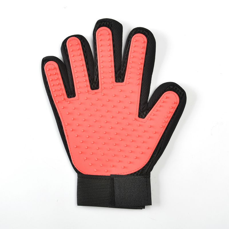 Cat Grooming Deshedding Brush Glove Touch Pet Dog Gentle Efficient Back Massage Fur Washing Bathing Brush Comb-Right Hand Red
