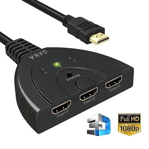 3-port Hdmi Switcher  Splitter 3d With High Speed Pigtail Cable