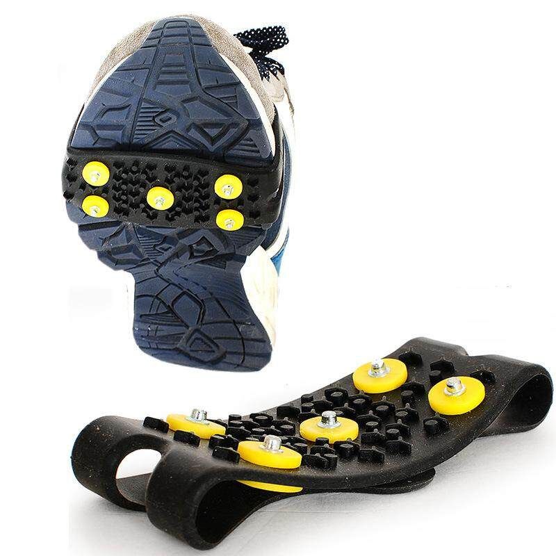 Outdoor 5 Studded Anti-slip Ice Grip Spike Winter Walking Sports Overshoes Shoes Cover