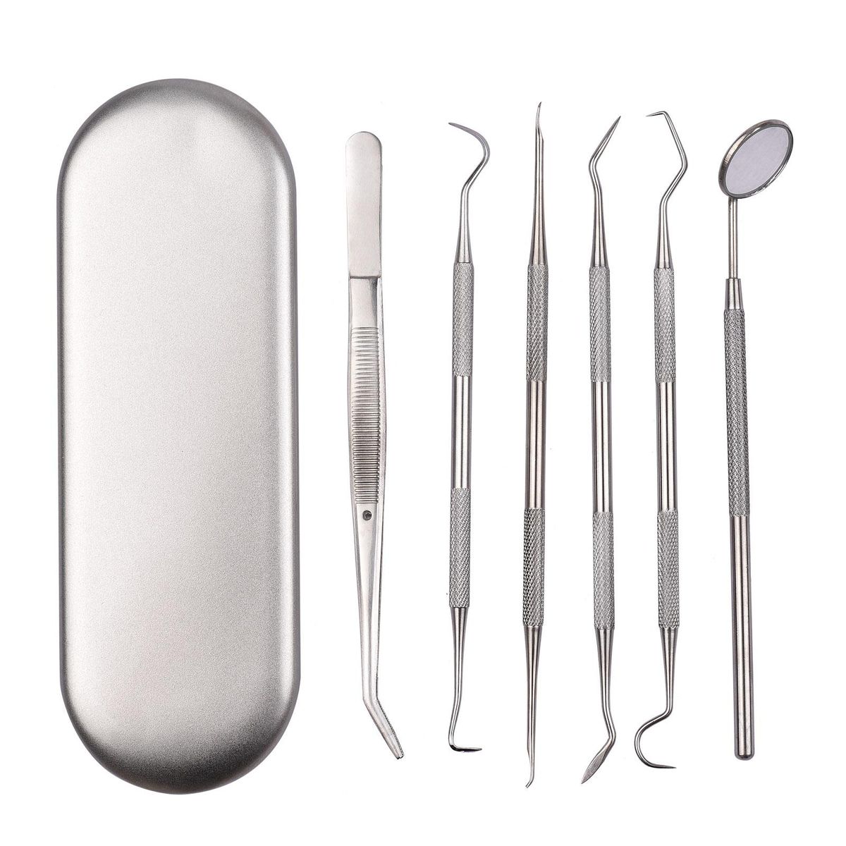 Stainless Steel Dental Tool Set Oral Mirror Mouth Mirror Instrument Double-ended Dental Pick Dentist Prepare Tools Oral Health Tooth Cleaning Inspection Tartar Cleaner