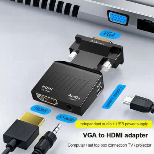 Vga To Hdmi Adapter Converter With Audio Aux Cable