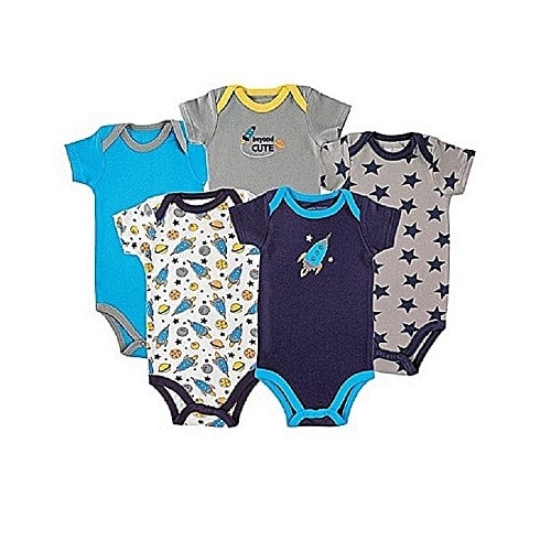Luvable Friends 5 Pack Short Sleeve Baby Bodysuits-