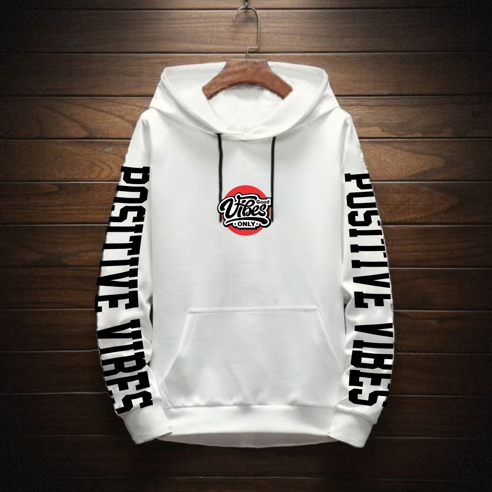 Positive Vibes Sweatshirt Hoodie- Off White