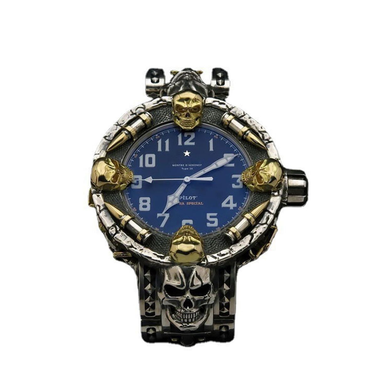 Cross-border resin electronic watch skull head strap decoration ornaments gold dial head alloy fastener crafts Resin Skull Watch