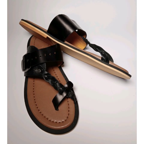 Leather Slippers For Women - Black