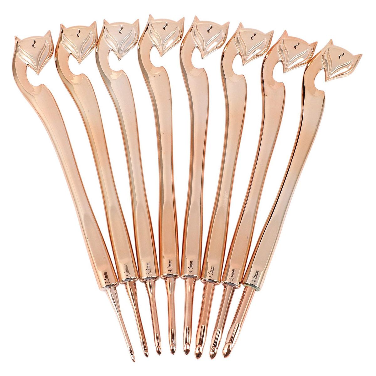 8 Pcs/Set Gold Fox Pattern Plastic Plating Crochet Hook