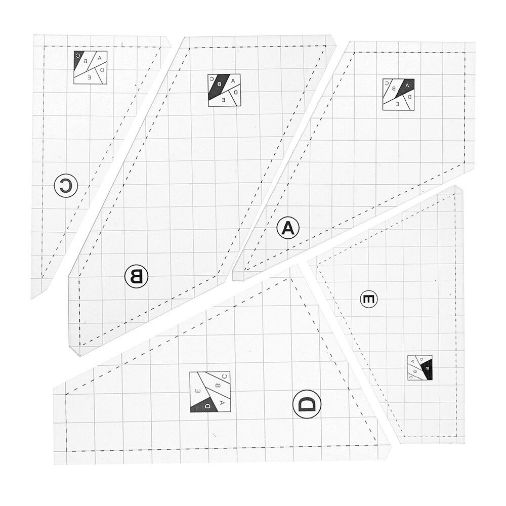 3/4/5Pcs Grids Shaped Hollow Sewing Ruler Template Square