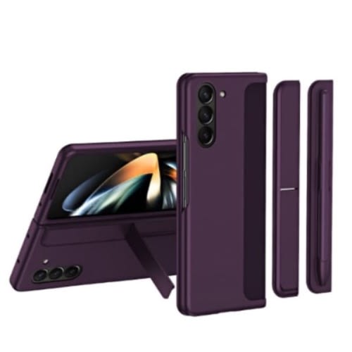 Changable S Pen Holder & Kickstand Case With S Pen For Samsung Galaxy Z Fold 5 -purple