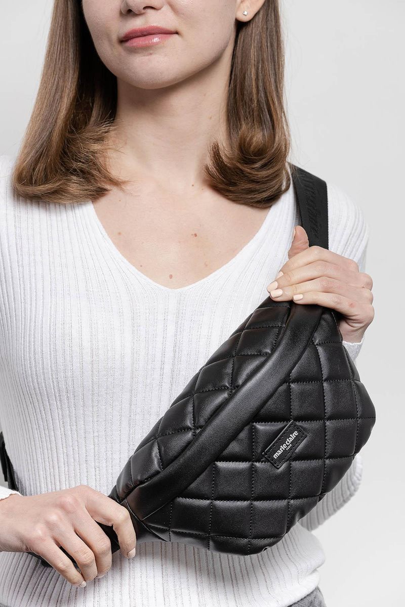 Marie Claire Black Women Quilted Belt Bag Vita MC221105474