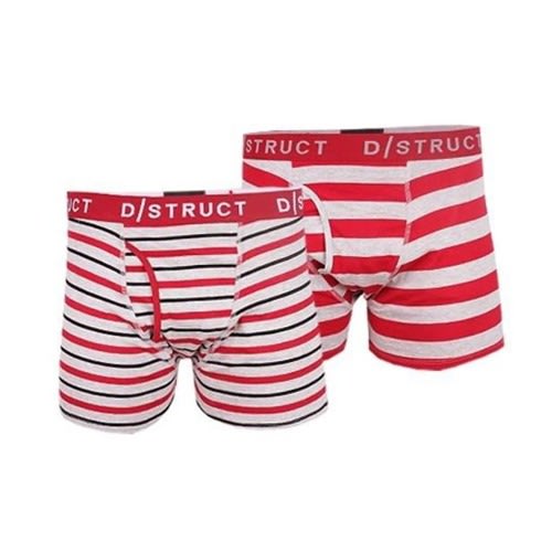 Men's 2 Pack Boxer Shorts In Red Stripes