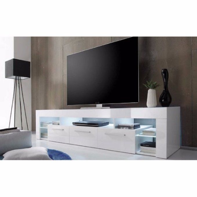 Large TV Stand - White High Gloss With White LED Light  (Lagos Delivery Only)