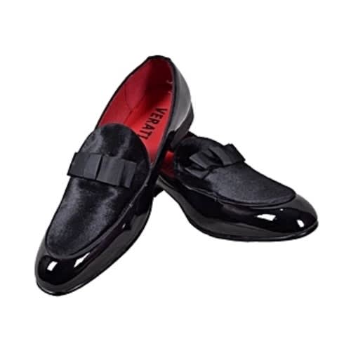 Toxi Bow Bi Suede Glossie Leather Shoe - Black + Free Gifts