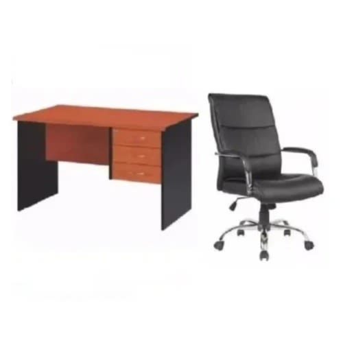 4ft Office Table And Executive Office Chair - Black And Brown