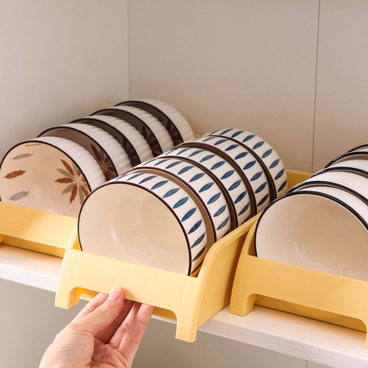 Kitchen Storage Rack Strong Load-bearing Bowl Rack Yellow