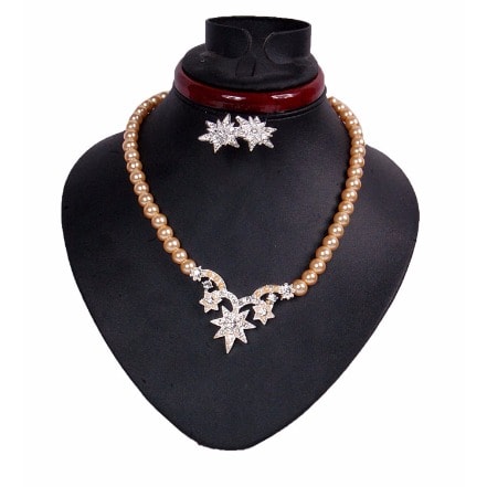 Star Shine Pearl Jewelry Set - Pale Orange