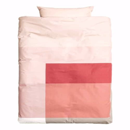 Block-print Duvet Cover Set - Single - Coral & Pink