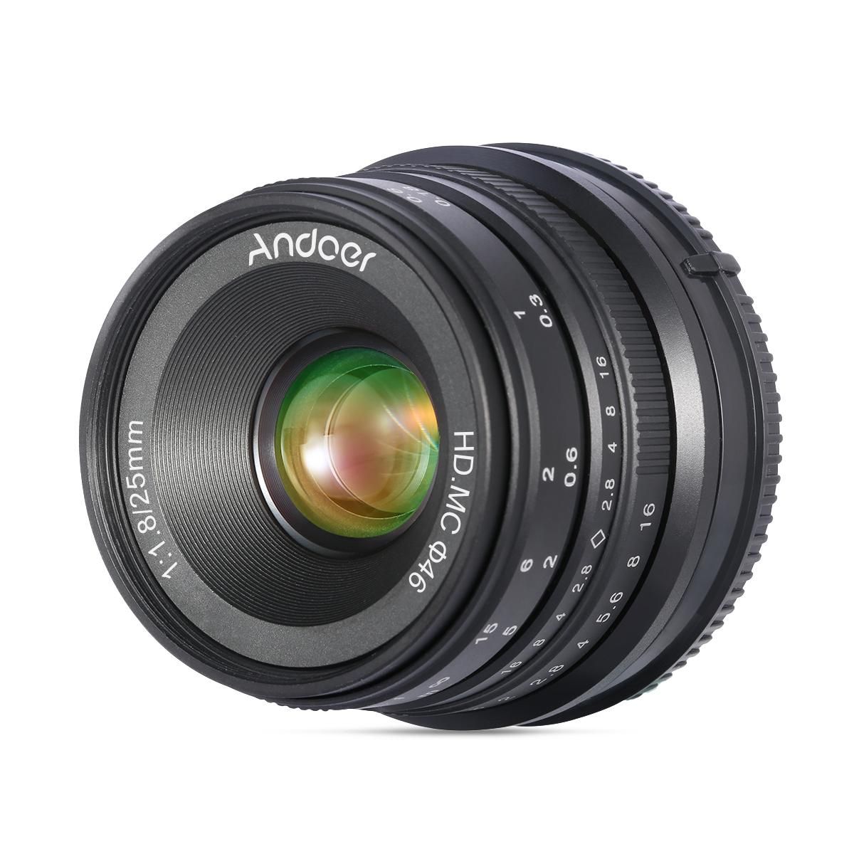 Andoer 25mm F1.8 APS-C Manual Focus Camera Lens Large Aperture Wide Angle Replacement for Sony E-Mount Mirrorless Cameras A7III/A9/NEX 3 3N/NEX 5 5T 5R/NEX 6 7/A5000/A5100/A6500/A6400/A6300/A6100/A6000