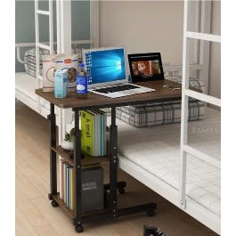 Wooden Moveable Bedside Table With Triple Holder And Rollers