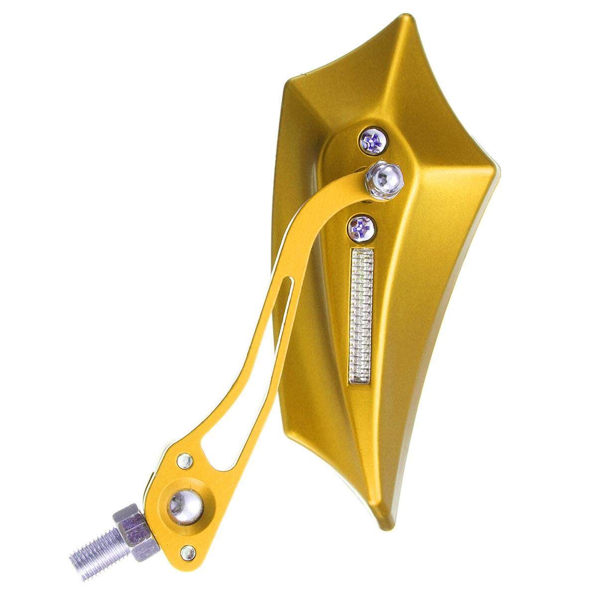 Motorcycle Rearview Side Mirrors Street Sports Bike Chopper Cruiser Gold Gold