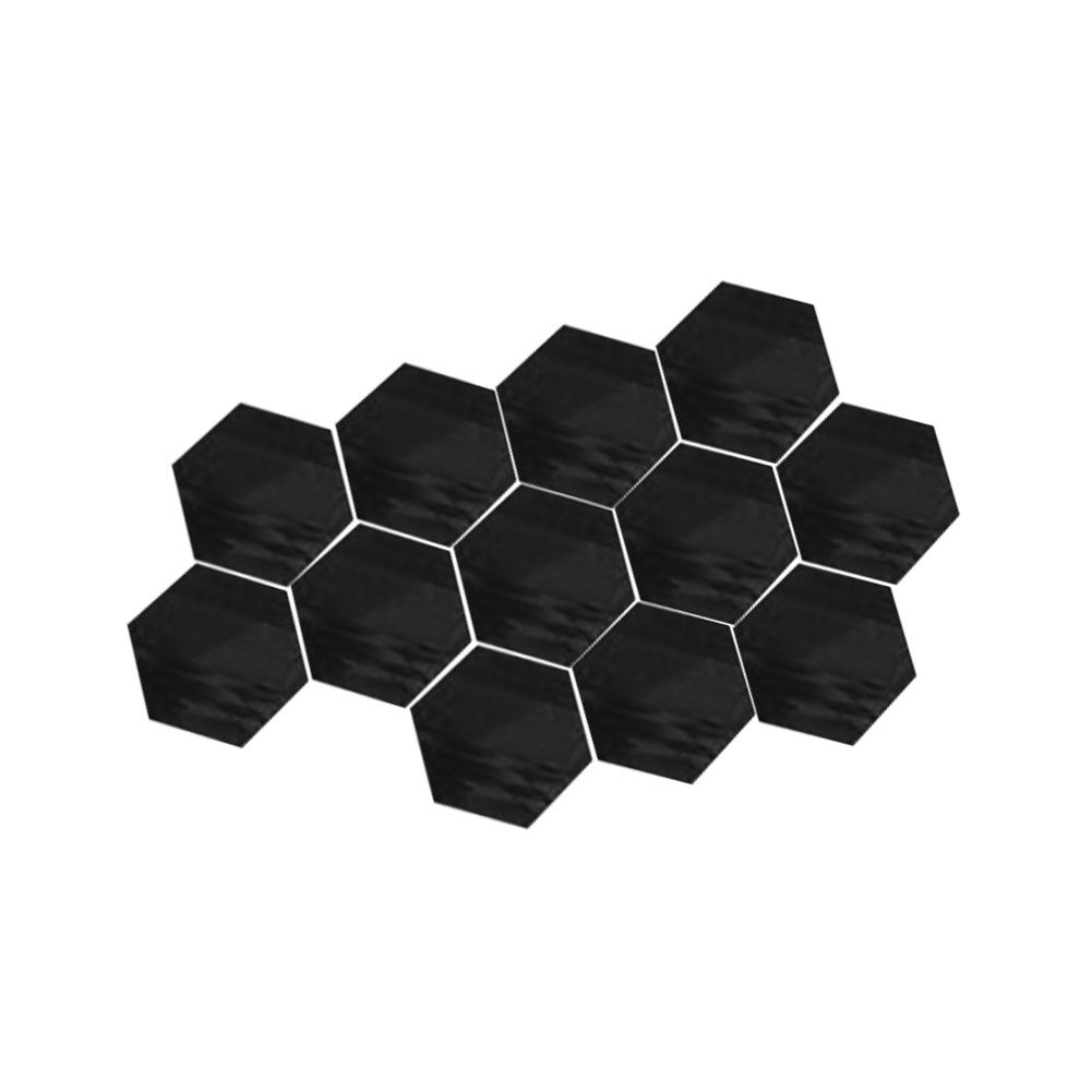 12Pcs Acrylic 3D Mirror Hexagon Removable Wall-Black