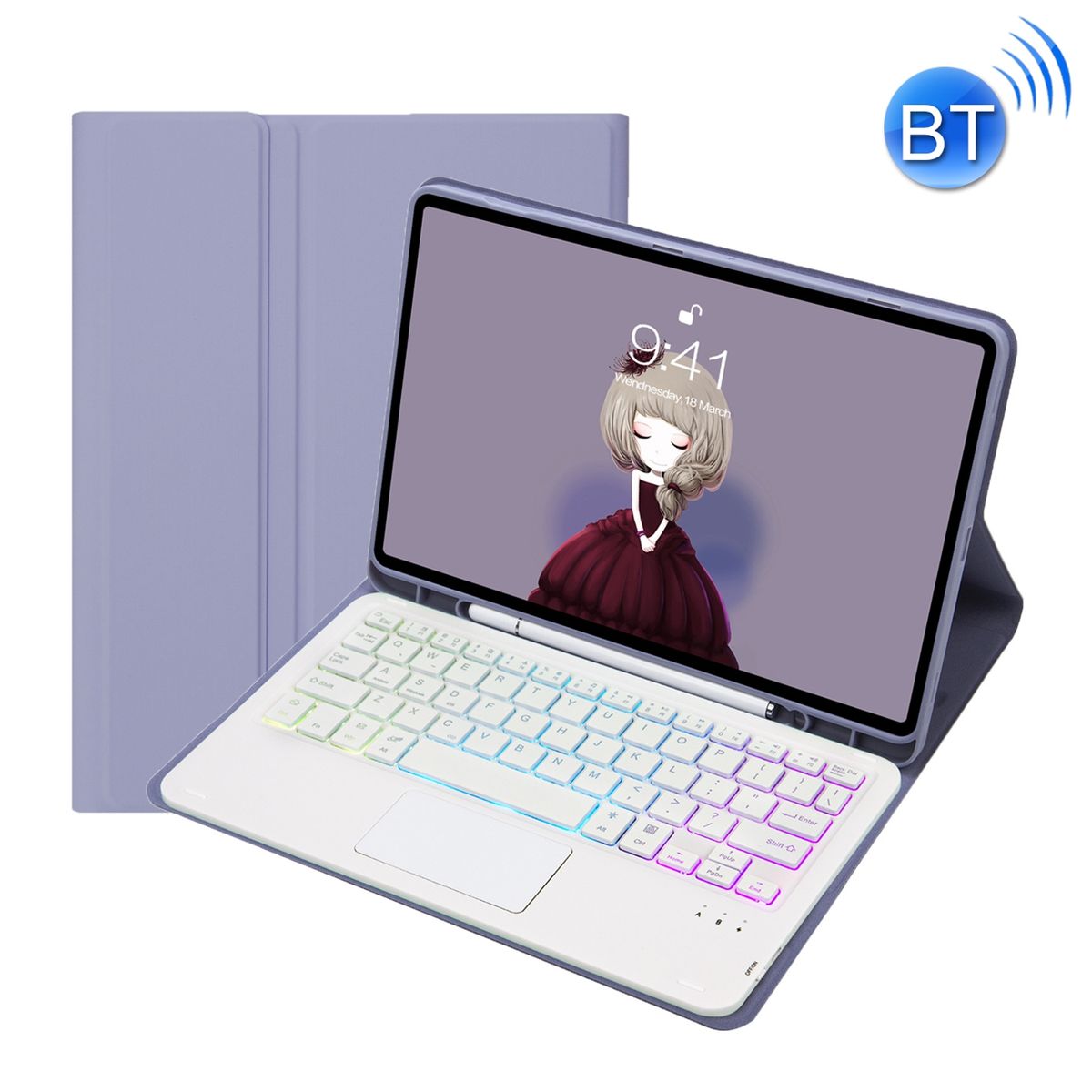 For Samsung Galaxy Tab A8 10.5 (2021) Bluetooth Keyboard Leather Tablet Case(Purple)