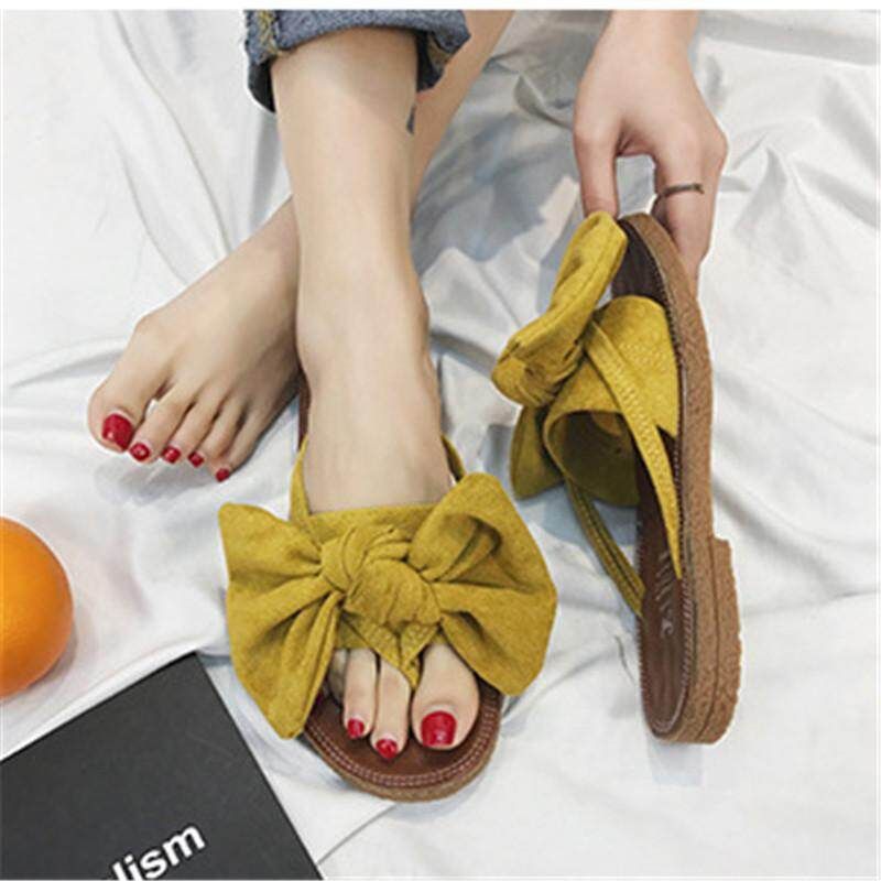 Women Flip Flop Sandals Espadrille Holiday Beach Slippers Mule Sliders Flat Shoes Yellow 36