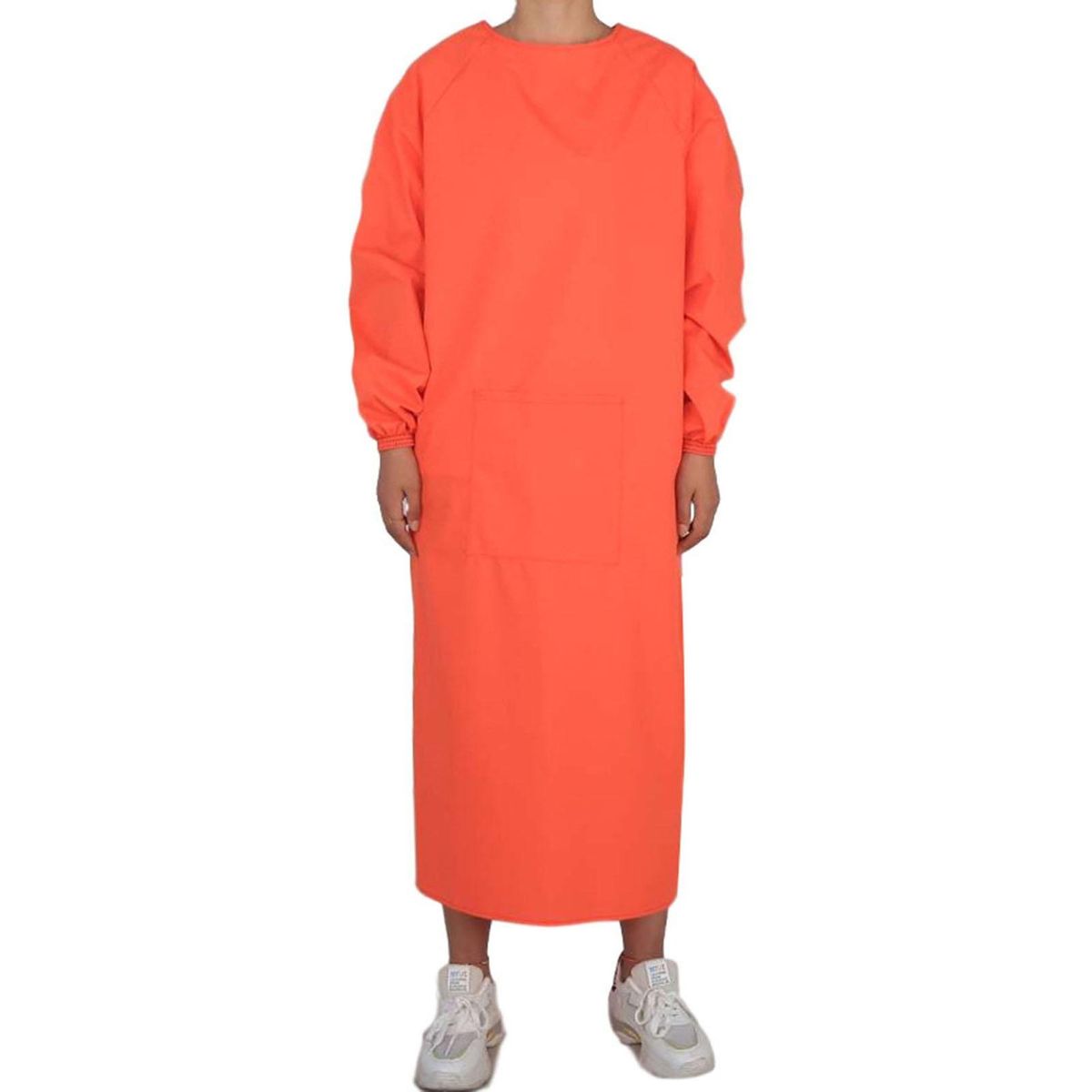 Waterproof Canvas Apron with Pockets Long Sleeves Ideal for Chefs Orange