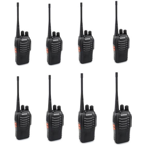 Bf-888s Uhf 2 Way Radio Handheld Walkie Talkie & Interphone Black - 8 Pieces
