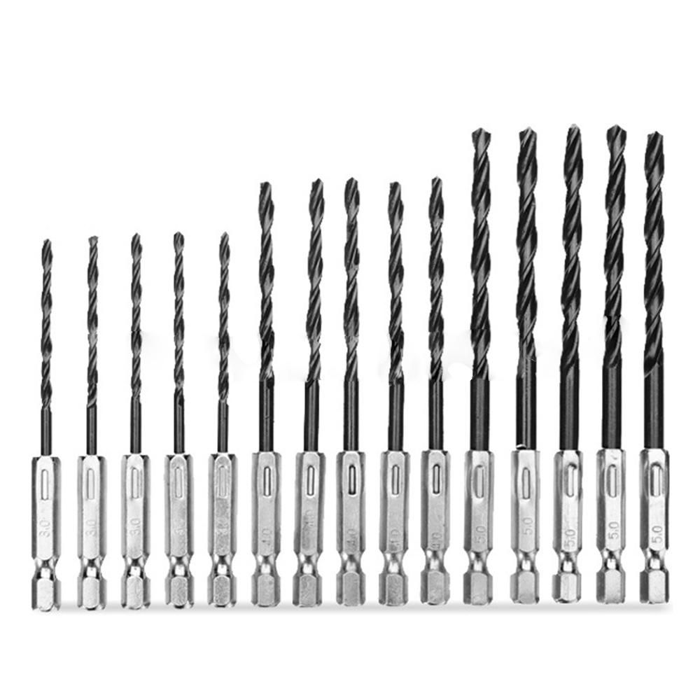 15pcs HSS 1/4inch Straight Shank TwistDrill Bits Set 3/4/5mm High Speed Steel TwistDrill Bits Woodworking Wood Drilling Tool