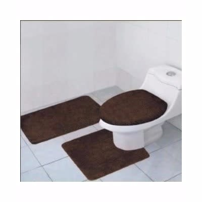 3 Piece Bathroom Set Rug Contour Mat Toilet - Brown