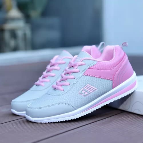 Girls Casual Tennis Running Shoes - Pink And Grey