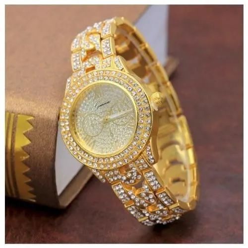 Women's NEW Gold-Plated Fully Studded Watch LADY