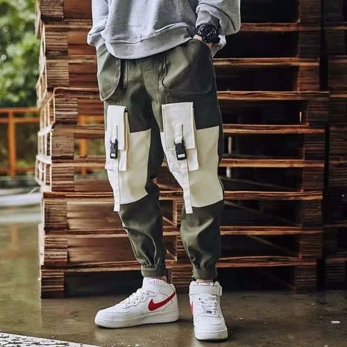 Summer Cargo Pant Joggers Patchwork - Dark Green