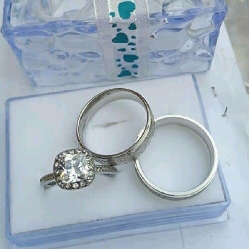 Silver Wedding Rings For Couples - 3Pcs