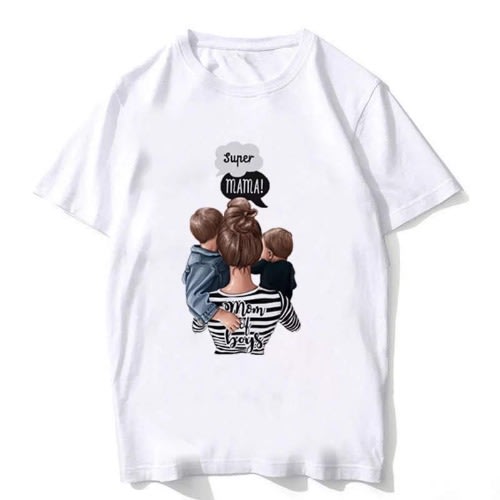 White Mum Of Boys Tee