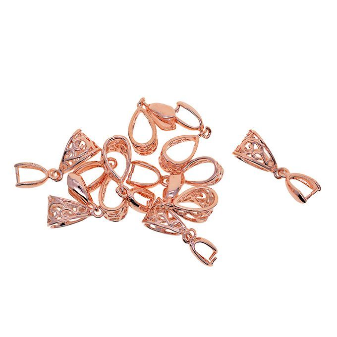 Pinch Bails Floral Antique Pinch Clip Necklace Pendants Rose Gold
