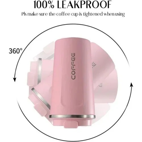 Hot And Cold Thermo Coffe Mug With Lcd Temperature Display  -  Pink - 380ml