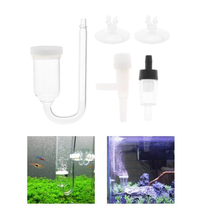 Aquarium CO2 Diffuser Glass U-Tubes Fish Tank Suction Cup Regulator