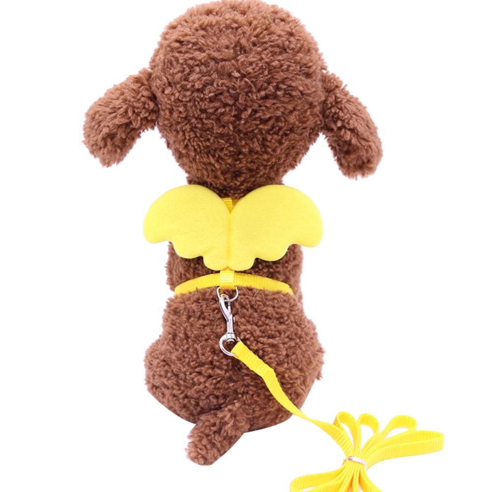 Cute Solid Color Mini Wings Nylon Pet Harness Chest-Yellow