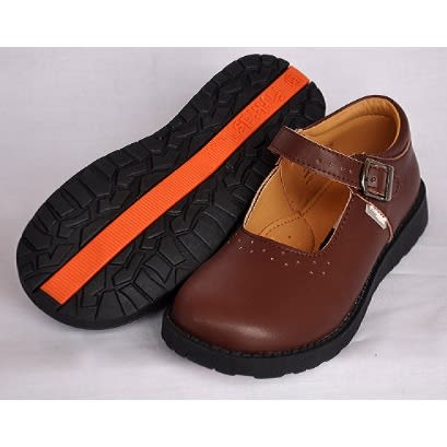 Girls Buckle School Shoes Med - 16229 - Brown