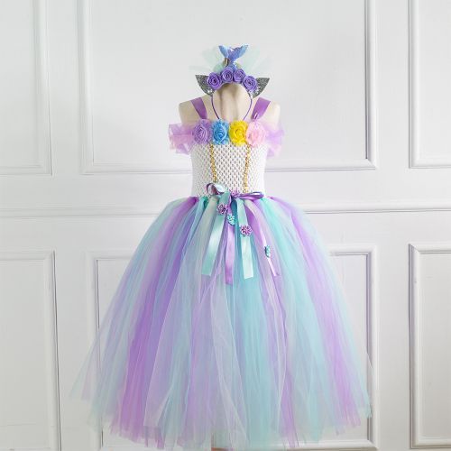Girls' Dress [Wedding Flower Ribbon*Mermaid*Send Headband]-3335