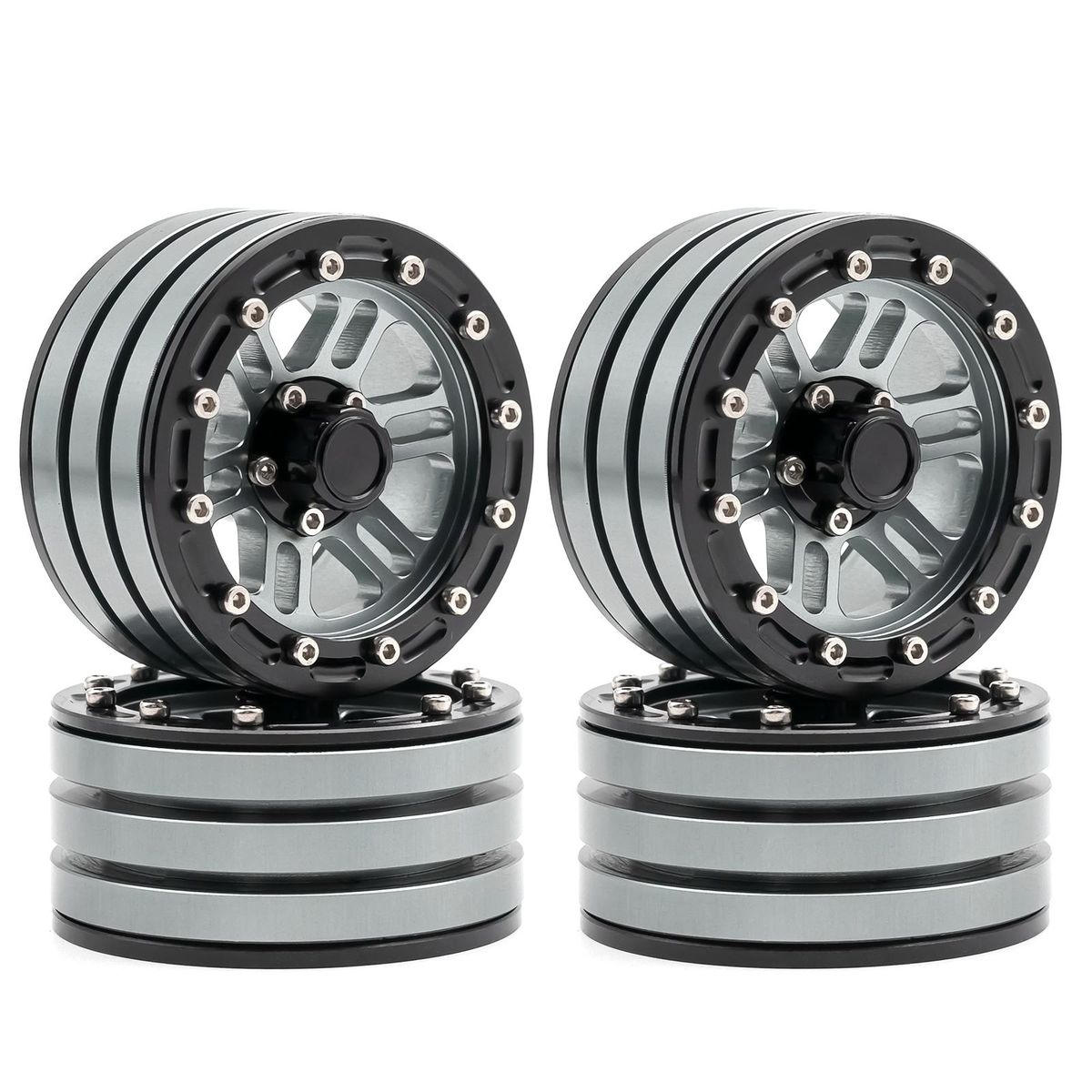 Aluminum Alloy Wheel Rims  Beadlock Hub 4pcs 1.9inch 55*26*40mm  Replacement for Axial SCX10 90026 90046 TRAX4 D90 Wraith 90048 1/10 Remote Control Car