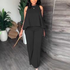 Classic Black Top And Trouser Dress